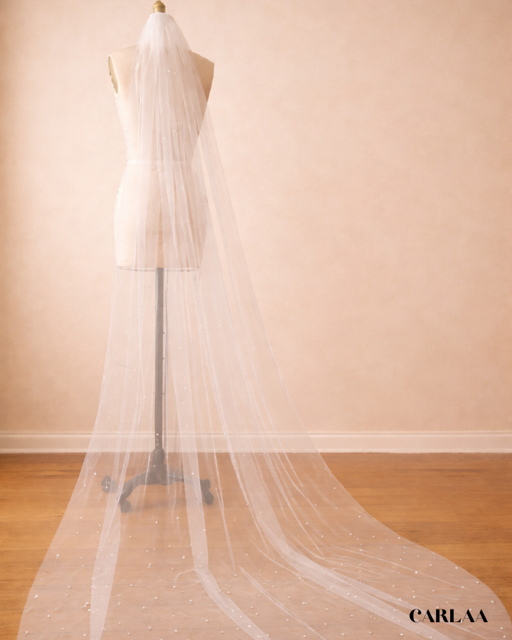 Bridal veil with pearls