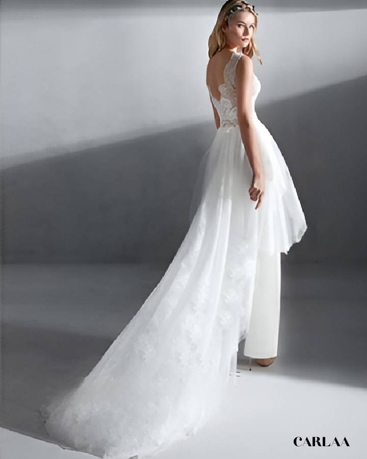 Combi pantalon blanche mariage