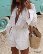 Combishort blanche fluide