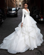 Long-sleeve maxi wedding dress