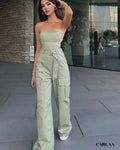 Khaki green jumpsuit