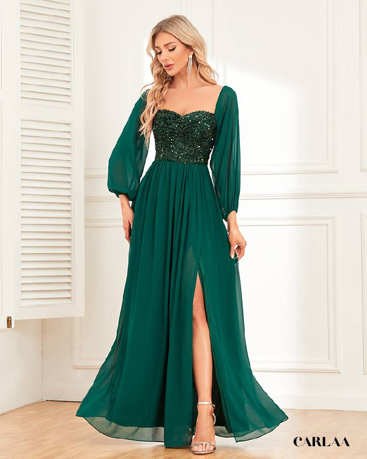 Long-sleeved formal dress