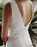 White civil wedding jumpsuit