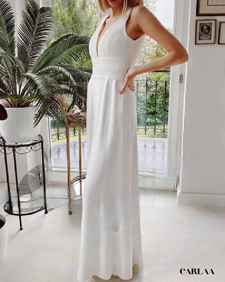 White civil wedding jumpsuit