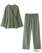 Ensemble pantalon chemise fluide