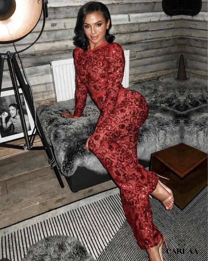 Women's red wedding jumpsuit