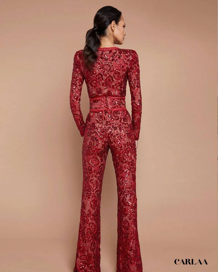 Women's red wedding jumpsuit
