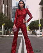 Women's red wedding jumpsuit