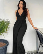 Women's black flowing jumpsuit