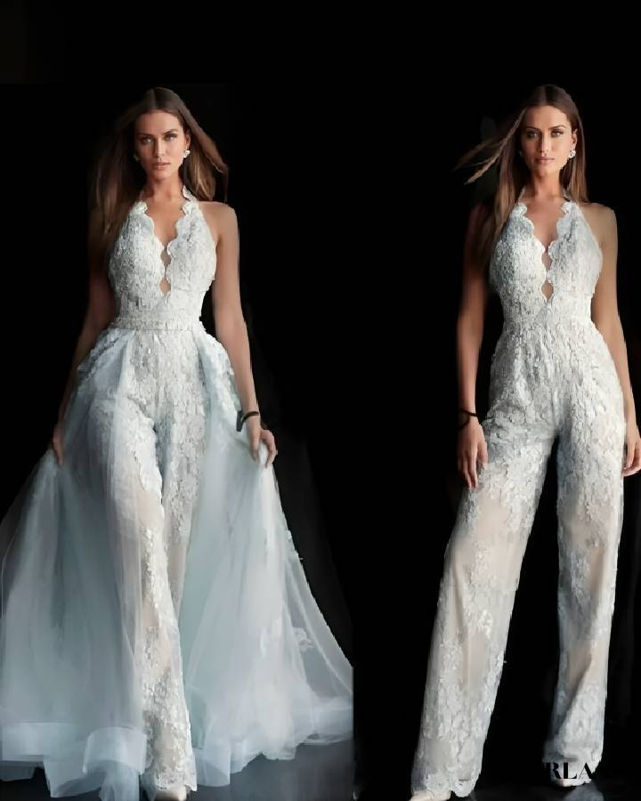 Combinaison mariée avec traîne
