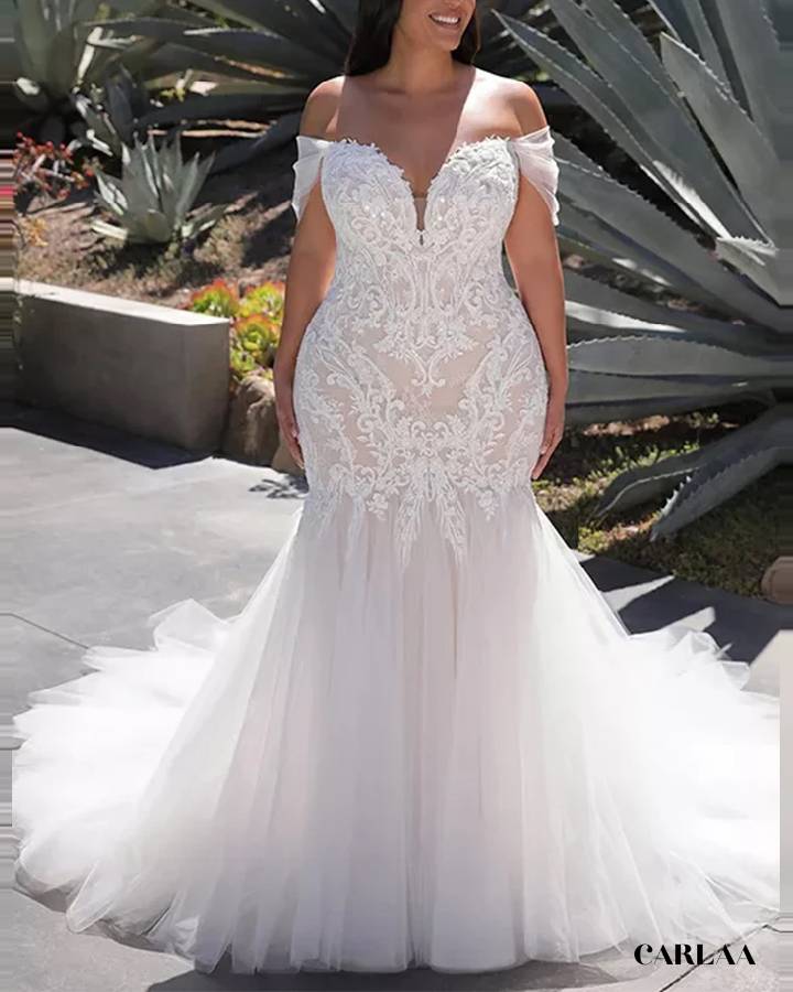 Plus size long dress for wedding