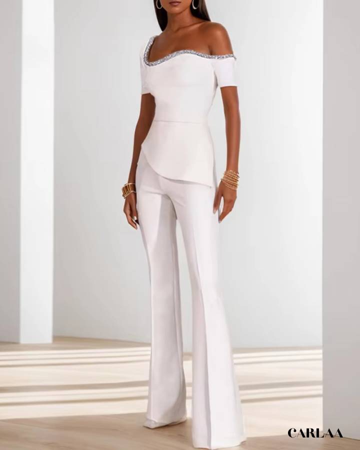 Combinaison blanche soiree femme