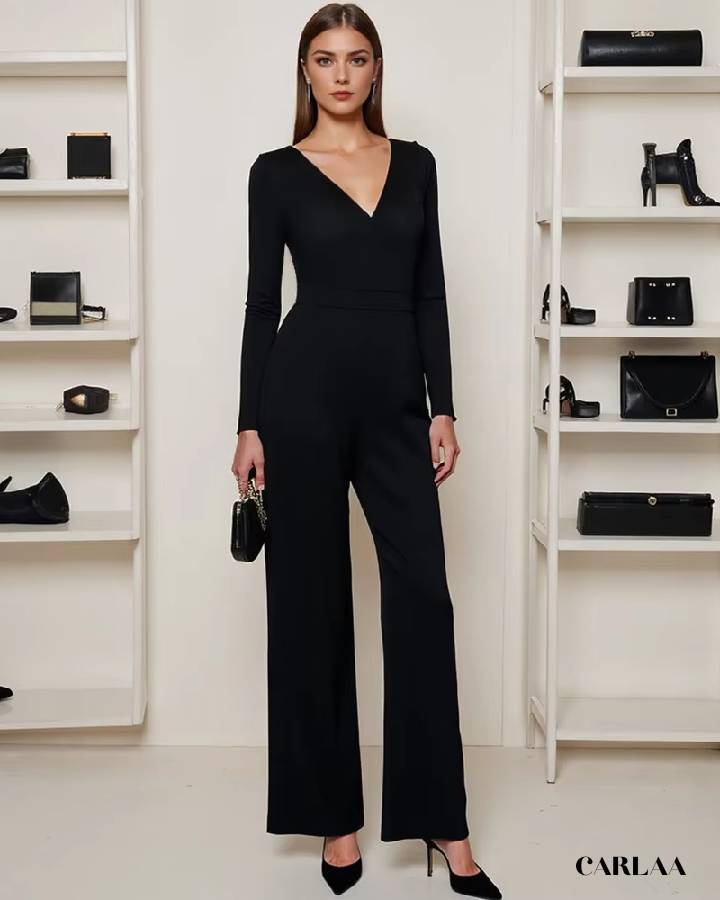 Combinaison noire femme manche longue