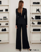 Combinaison noire femme manche longue