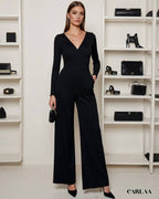 Combinaison noire femme manche longue