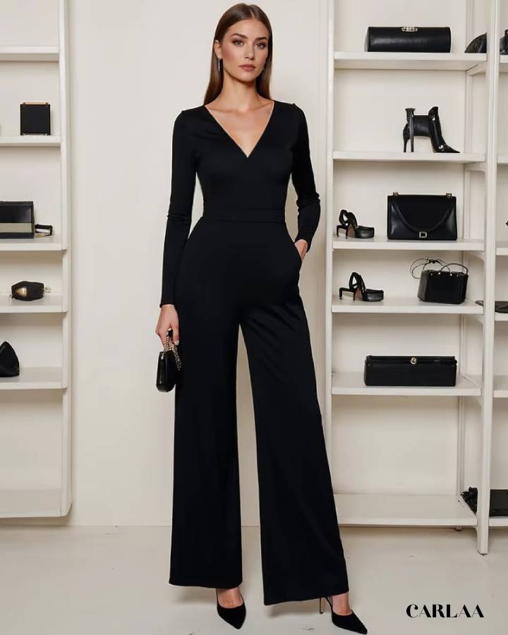 Combinaison noire femme manche longue