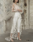 Wedding jumpsuit with train