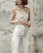 Wedding jumpsuit with train