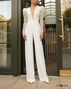 Combinaison femme chic mariage manche longue