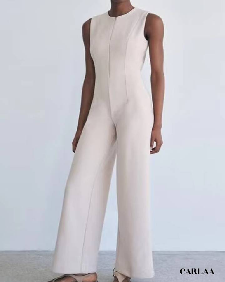 Beige evening jumpsuit