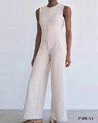 Beige evening jumpsuit