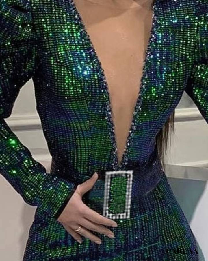 Combinaison verte sequin
