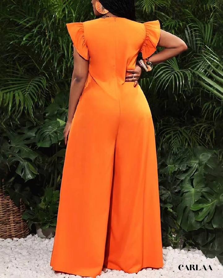 Flowing orange jumpsuit