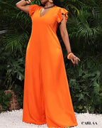 Flowing orange jumpsuit