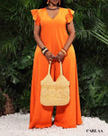 Flowing orange jumpsuit