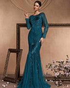 Robe de soirée longue pour mariage avec manche