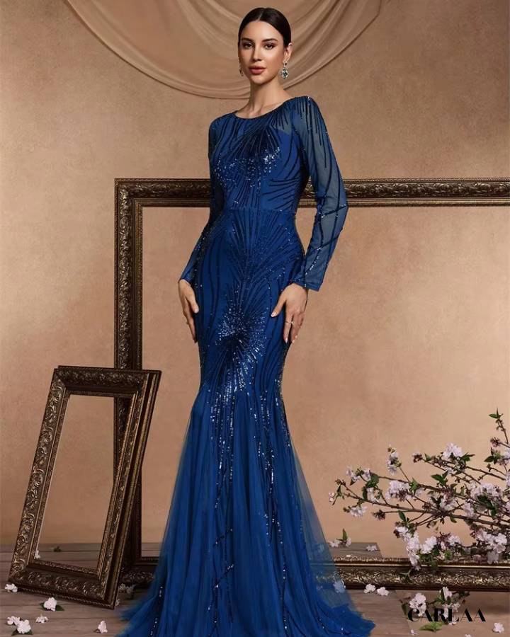 Robe de soirée longue pour mariage avec manche