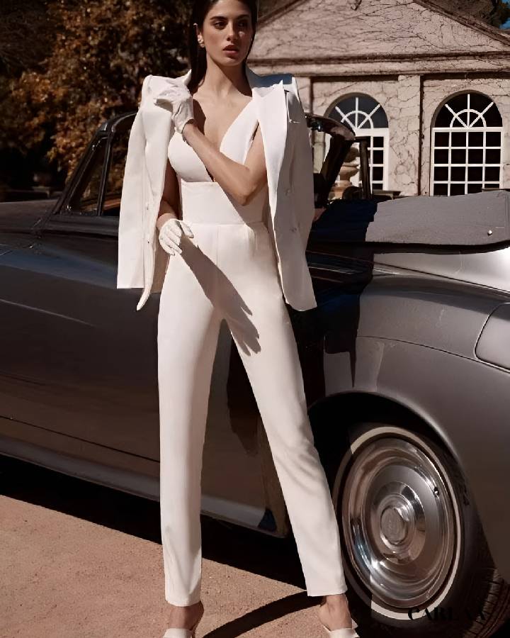 Combi pantalon mariée