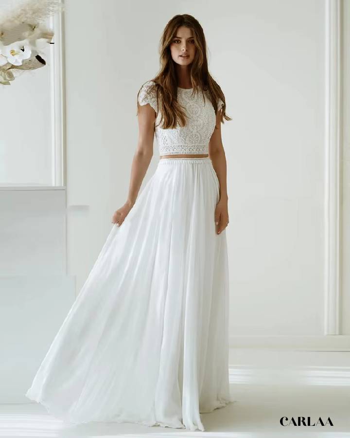 Crop top ensemble jupe et haut mariage