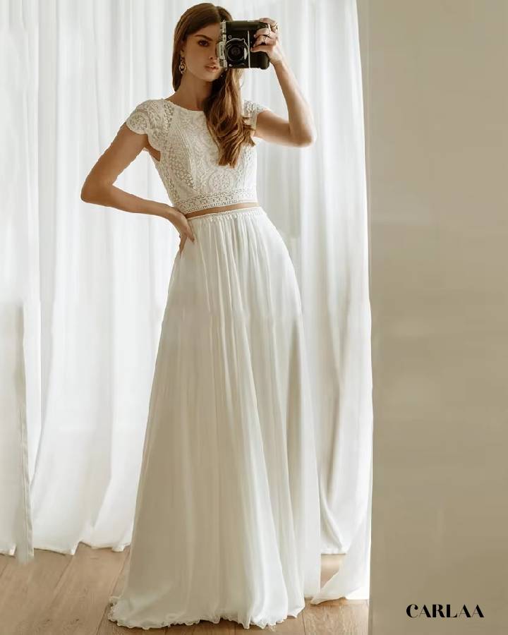 Crop top ensemble jupe et haut mariage