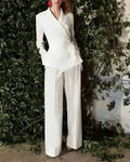 Chic women's wedding suit jacket and trousers set