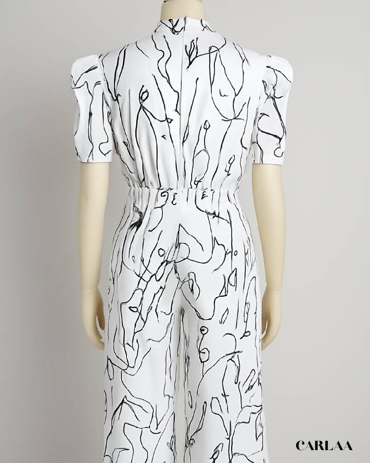 Women's puff-sleeve jumpsuit
