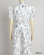 Women's puff-sleeve jumpsuit