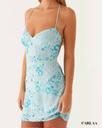 Robe soirée perlée chic