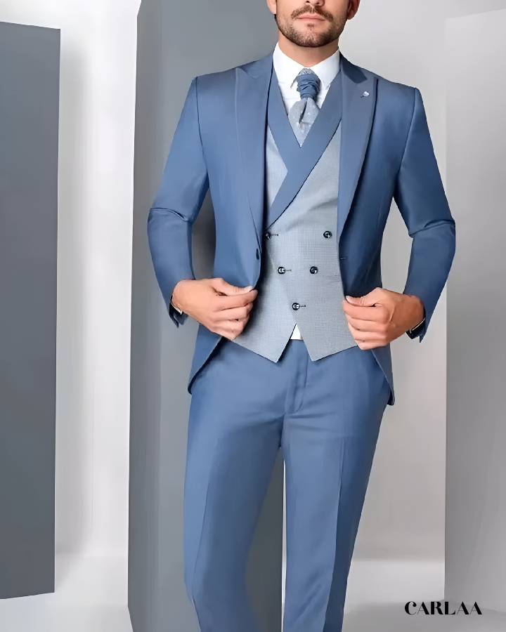 Men's blue wedding suit