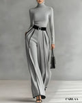 Tenue avec pantalon gris femme