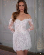 Long-sleeved lace wedding dress