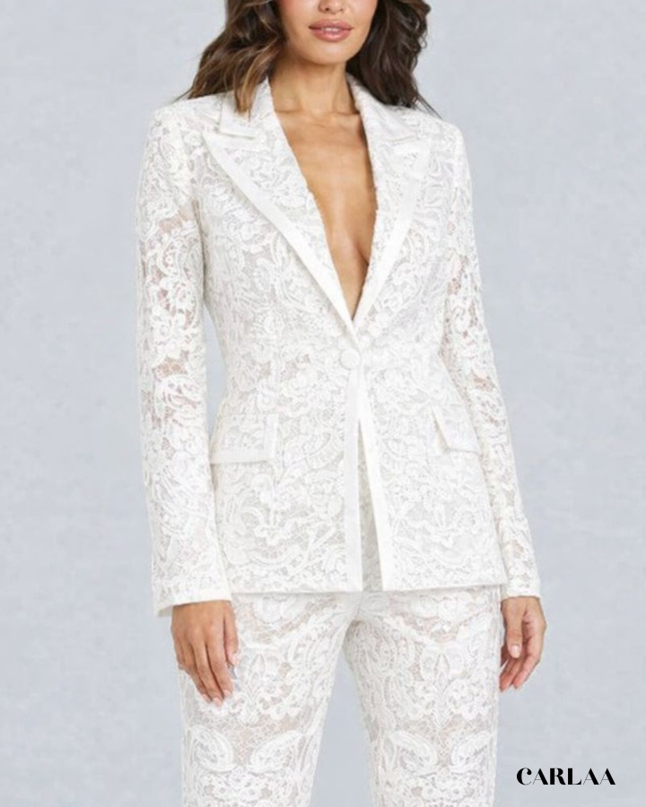 Lace blazer and trousers set