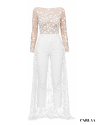 Wedding jumpsuit with train