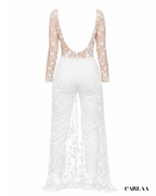 Wedding jumpsuit with train