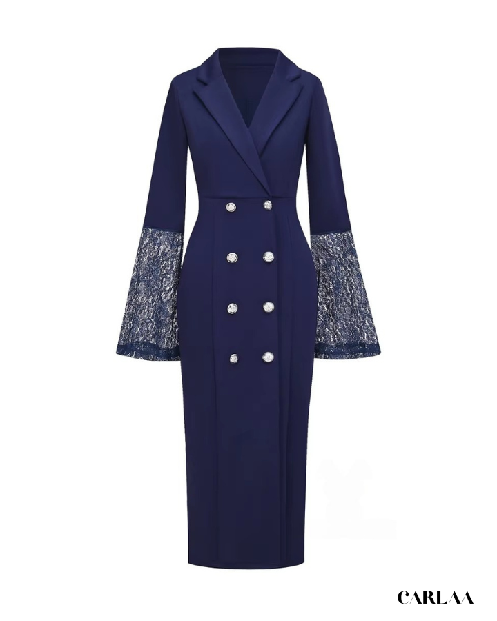 Robe tailleur manche longue dentelle