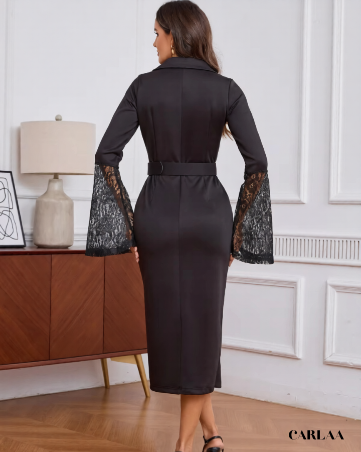 Robe tailleur manche longue dentelle