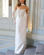 Long elegant embroidered wedding dress