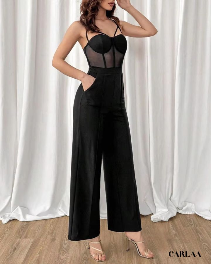 Black thin strap jumpsuit