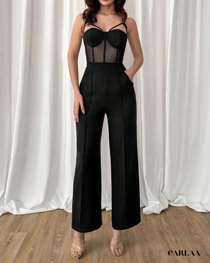 Black thin strap jumpsuit