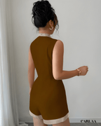 Combishort marron femme 